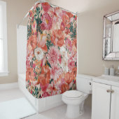 Rideaux De Douche Modèle Floral rose orange (En situation)