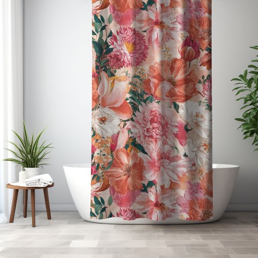 Rideaux De Douche Modèle Floral rose orange