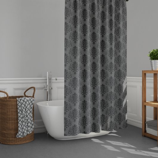 Rideaux De Douche Modèle gothique gris noir Damas