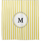 Rideaux De Douche Modèle gris de monogramme sur rayé blanc et jaune (Devant)