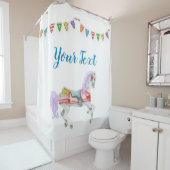 Rideaux De Douche Modèle personnalisé du cheval de carrousel (En situation)