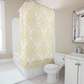 Rideaux De Douche Modèle unique jaune et blanc classique Damas (En situation)