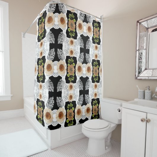 Rideaux De Douche Modern abstract floral art (En situation)