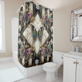 Rideaux De Douche Modern Art Deco Rainbow Butterfly (En situation)