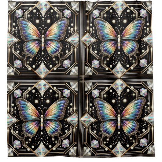 Rideaux De Douche Modern Art Deco Rainbow Butterfly (Devant)