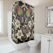 Rideaux De Douche Modern Art Nouveau Rainbow Butterfly (En situation)