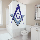 Rideaux De Douche Modern Blue Square and Compass (En situation)