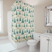 Rideaux De Douche Modern Christmas Trees and Candy Canes Curtain (En situation)