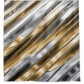 Rideaux De Douche Modern, cool, chic, silver and gold stripe pattern (Devant)