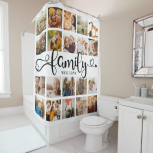 Rideaux De Douche Modern Family Script 20 Photo Collage Chic Fun