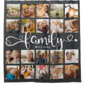 Rideaux De Douche Modern Family Script 20 Photo Collage gris chic (Devant)