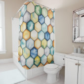 Rideaux De Douche Modern Geometric Honeycomb (En situation)