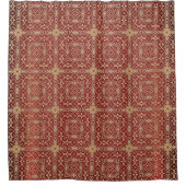Rideaux De Douche Modern Gold Red Floral Shower Curtain (Devant)