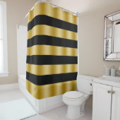 Rideaux De Douche Modern Gold Stripes Black Background Throw (En situation)