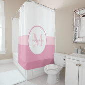 Rideaux De Douche Modern Multi Color Stripe with Monogram (En situation)
