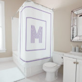 Rideaux De Douche  Modern Personalized Monogram white purple (En situation)