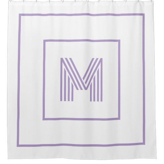 Rideaux De Douche  Modern Personalized Monogram white purple (Devant)
