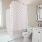 Rideaux De Douche Modern Pink White Checkered Pattern (En situation)