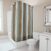 Rideaux De Douche Modern Rustic Blue Brown Cream Farmhouse Stripe (En situation)
