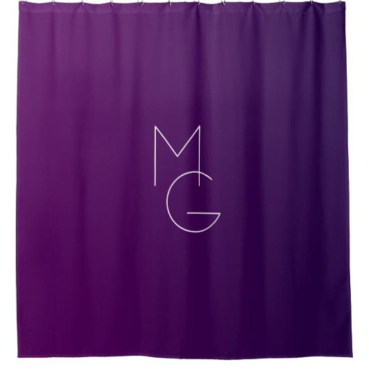 Rideaux De Douche Moderne 2 Initiales | Ombre Subtile Violet Foncé (Devant)