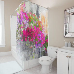 Rideaux De Douche Moderne à la mode de photo florale chic minable