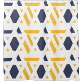 Rideaux De Douche Moderne, abstrait, bleu marine, jaune, blanc motif (Devant)