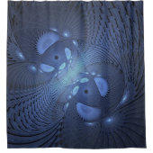 Rideaux De Douche Moderne Abstrait tendance Dusk Blue Fractal Art (Devant)