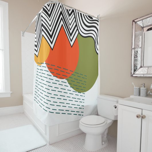 Rideaux De Douche Moderne Abstraite du milieu du siècle (En situation)