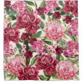 Rideaux De Douche Moderne Aquarelle fleurie rose rouge (Devant)
