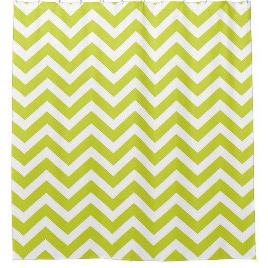 Rideaux De Douche Moderne Big Chevron Stripes Lime Vert et blanc (Devant)