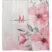 Rideaux De Douche Moderne Chic Monogramme Rose Écriture Drôle Mariag (Devant)