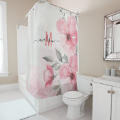 Rideaux De Douche Moderne Chic Rose Monogramme Écriture Drôle de Mar (En situation)
