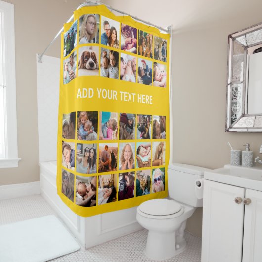 Rideaux De Douche Moderne Collage photo Jaune 30 (En situation)