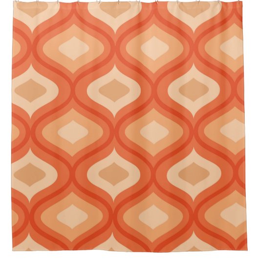 Rideaux De Douche Moderne du milieu du siècle ogee orange et beige   (Devant)