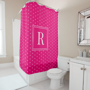 Rideaux De Douche Moderne Fuschia rose chaud Monogramme