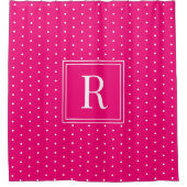 Rideaux De Douche Moderne Fuschia rose chaud Monogramme (Devant)
