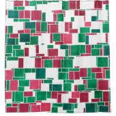 Rideaux De Douche Moderne Gras Rouge et Vert Noël Mondrian (Devant)