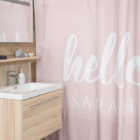 Moderne Minimal Pastel Rose Bonjour Et Vous Nom