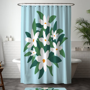 Rideaux De Douche Moderne Minimaliste Blanche Jasmine Florale sur Fo