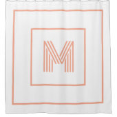Rideaux De Douche Moderne monogramme initial style blanc pêche (Devant)