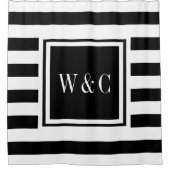 Rideaux De Douche Moderne Monogramme Tendance Rayure Noir Blanc (Devant)