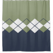 Rideaux De Douche Moderne, motif diamant, vert olive, bleu marine (Devant)