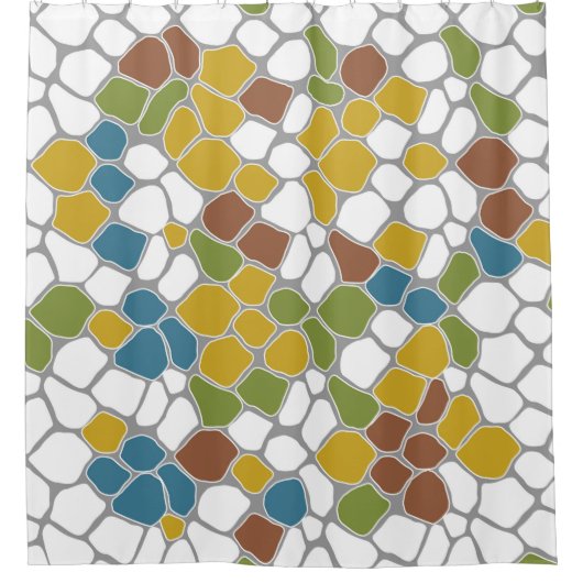 Rideaux De Douche Moderne, moutarde jaune, turquoise, vert, blanc (Devant)