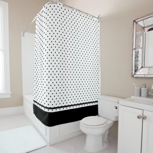 Rideaux De Douche Moderne Noir Et Blanc À pois (En situation)