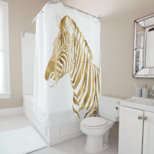 Rideaux De Douche Moderne or blanc Zèbre animal Safari Design animal