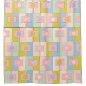 Rideaux De Douche Moderne Pastel Rectangulaire Géométrique du Milieu (Devant)