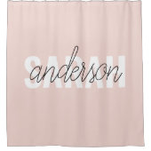 Rideaux De Douche Moderne Pastel Rose Beauté Personnalisée Vous Nom (Devant)