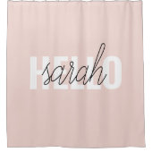Rideaux De Douche Moderne Pastel Rose Bonjour Et Vous Nom (Devant)