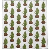 Rideaux De Douche Moderne Russe Aquarelle Noël Arbre de Noël (Devant)