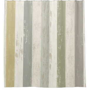 Rideaux De Douche Moderne Rustique Gris Or Vert Sauge Crème Rayure